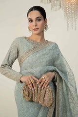 3 Piece Embroidered Raw Silk Suit | SF-W24-15