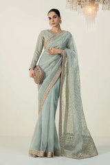 3 Piece Embroidered Raw Silk Suit | SF-W24-15