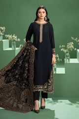 3 Piece Embroidered Raw Silk Suit | SF-W24-20