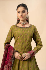 3 Piece Embroidered Raw Silk Suit | SF-W24-26