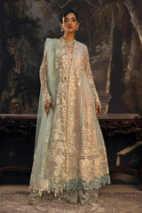 Stitched Luxury Embroidered Front Open Organza Suit